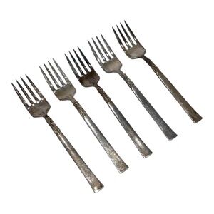 Vintage 1955 Oneida Nobility Wind Song Salad Fork 6 3/4” Set Of 5 Silver-plate